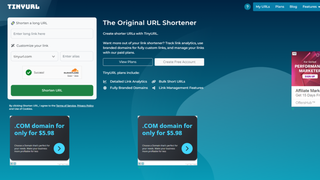 TinyURL Best URL Shorteners for Affiliate Marketing 